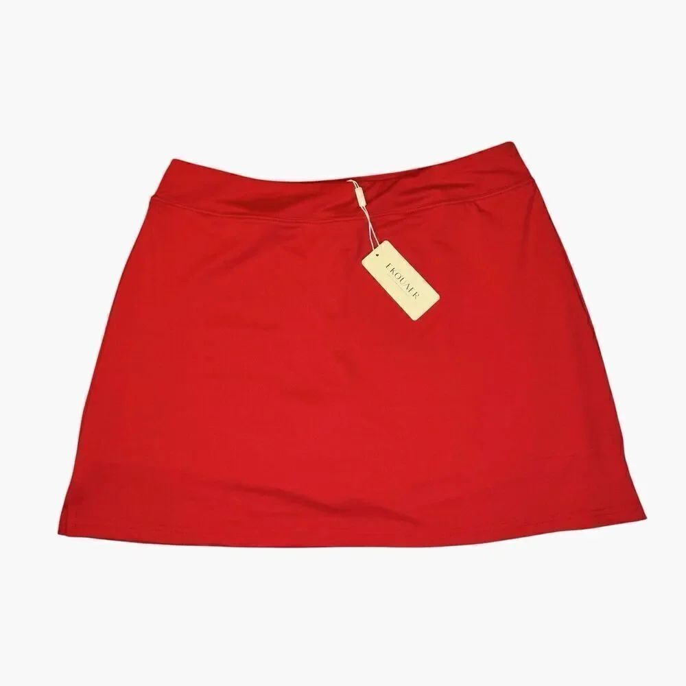 Ekouaer Women’s Size XL Red Pull On Activewear Golf Outdoor Skort Sport NWT